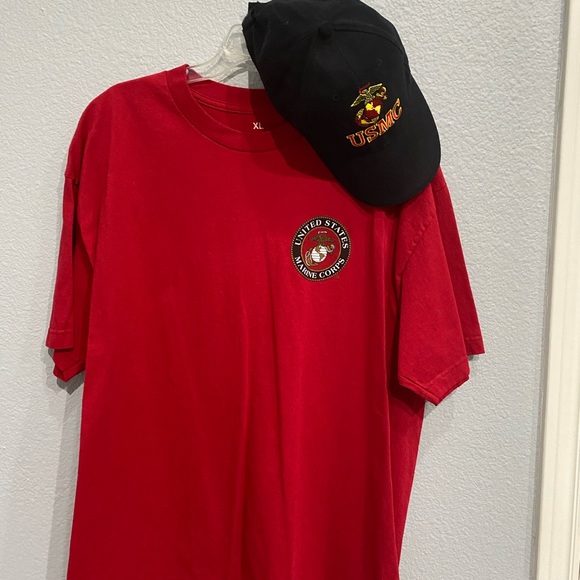 Bundle of (2) items Men’s RED Rapid Dominance T-shirt + USMC hat / Extra Large - Picture 6 of 10